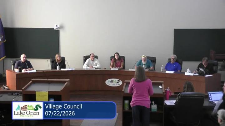 Thumbnail image for Lake Orion Village Council Special Meeting 7/22/26